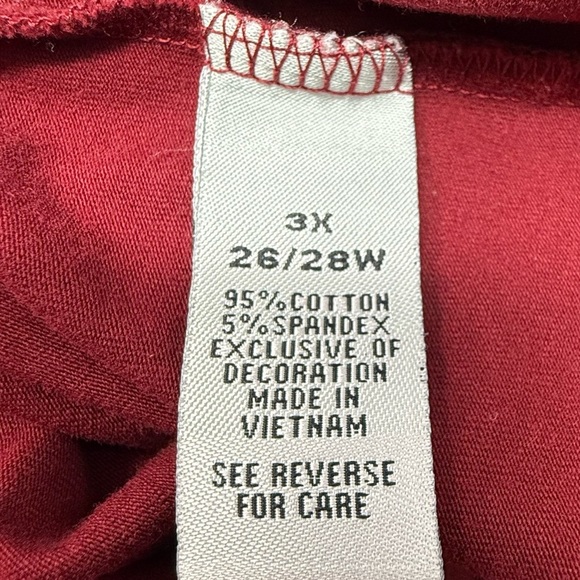 Catherines Suprema Collection Burgundy 3/4 Sleeve Scoop Neck Tee Shirt Size 3X - Picture 10 of 15